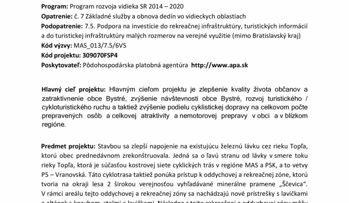Fotka - Rekonštrukcia cyklochodníka Bystré - Topľa