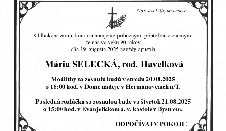Fotka - Posledná rozlúčka s Máriou Seleckou