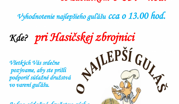 Fotka - Pozvánka na 6.ročník súťaže o NAJLEPŠÍ GULÁŠ 2025