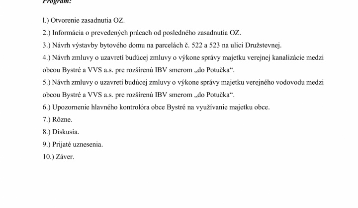 Fotka - Pozvánka na XIX. zasadnutie obecného zastupiteľstva