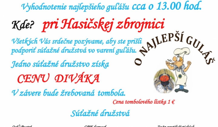 Fotka - Pozvánka na 6. ročník súťaže ''O NAJLEPŠÍ GULÁŠ''