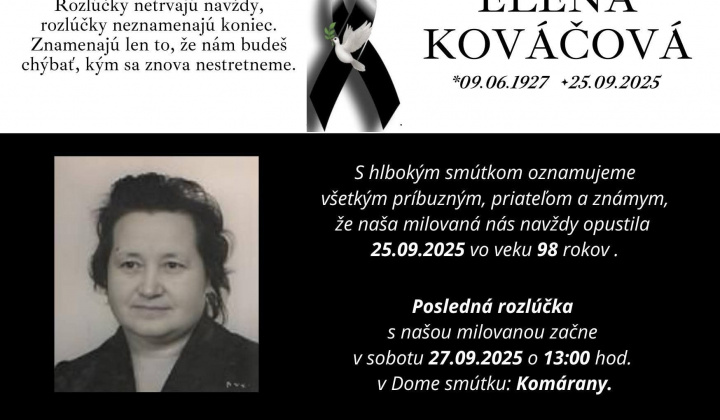 Fotka - Posledná rozlúčka s Elenou  KOVÁČOVOU