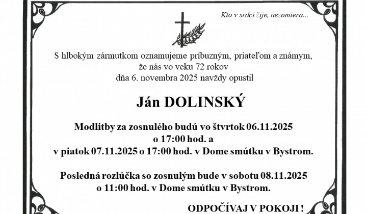 Fotka - Posledná rozlúčka s Jánom DOLINSKÝM