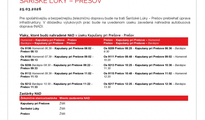 Fotka - Výluka Prešov - Kapušany pri Prešove (13. týždeň)