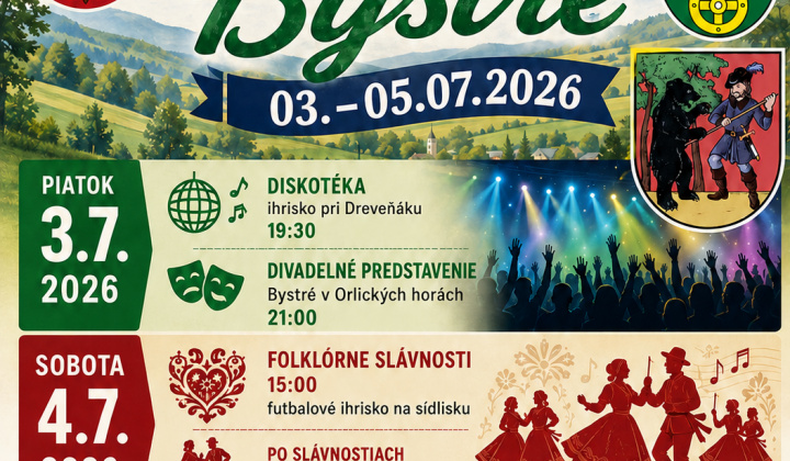 Fotka - Srdečne Vás pozývame na Stretnutie obcí Bystré spojené s 57. ročníkom folklórnych slávností